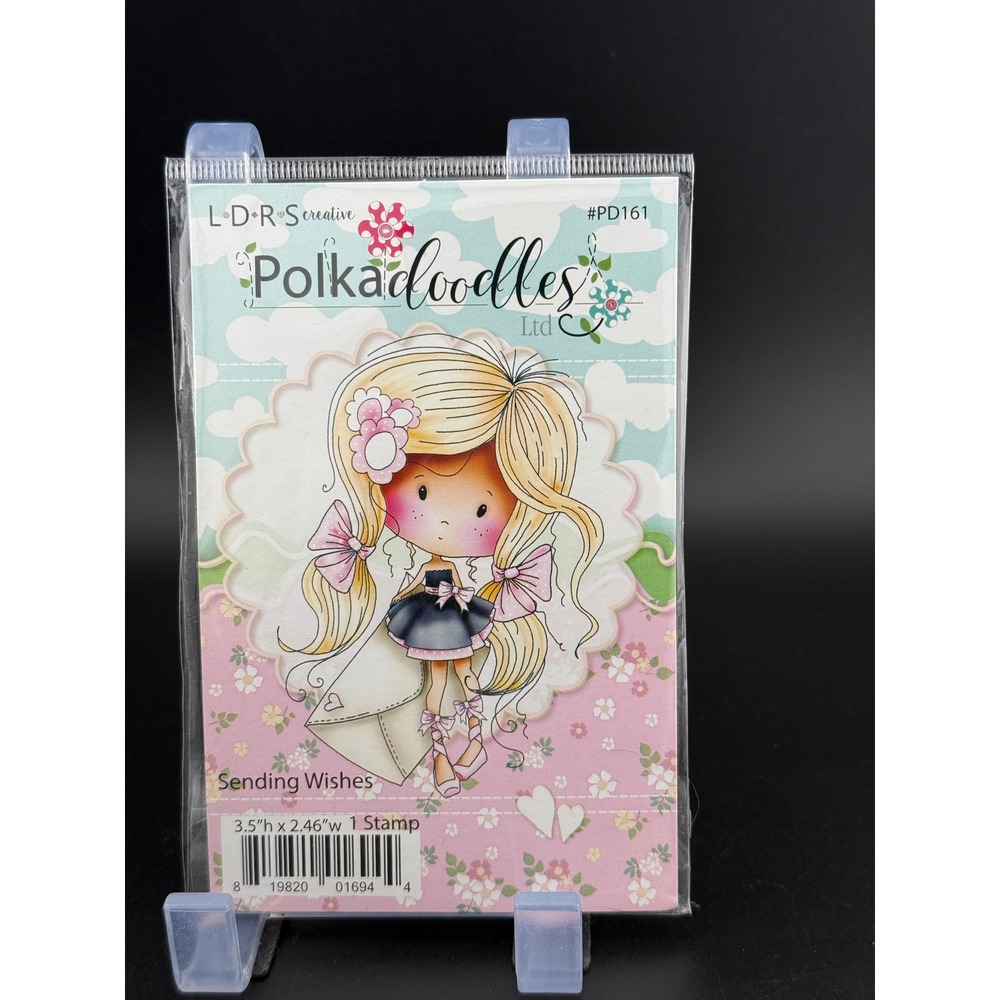LDRS Creative Polkadoodles Sending Wishes Rubber Stamp PD161 Little Darlings‎